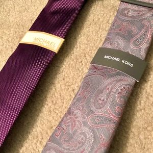 NWT Michael Kors Tie Pack of 2 - Paisley & Purple
